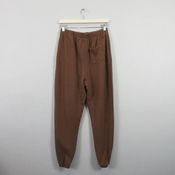 Lonely Ghost Graphic Print Sweatpants Women XL Brown Cotton Relaxed Lounge 608 - Picture 2 of 12